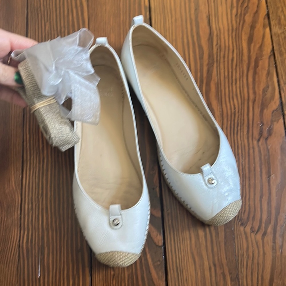 Leather espadrilles with two ties